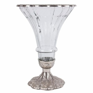 Casa Padrino Baroque Glass Vase Silver Ø 30 x H. 42 cm - Baroque Decorative Accessories