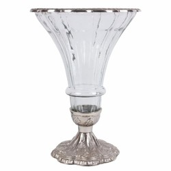 Casa Padrino Vaso Barocco in Vetro Argento Ø 30 x A. 42 cm - Accessori Decorativi Barocchi