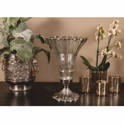 Casa Padrino Vaso Barocco in Vetro Argento Ø 30 x A. 42 cm - Accessori Decorativi Barocchi