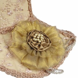 Barock Lampenschirm in Damenhut Form Beige Gold