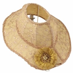 Barock Lampenschirm in Damenhut Form Beige Gold