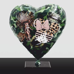 Casa Padrino Decorative Heart Shaped Balloon Green / Colorful H. 30 cm - Living Room Deco