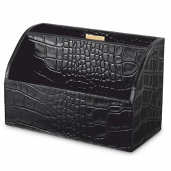Luxus Leder Echtleder Schreibtisch Set Schwarz