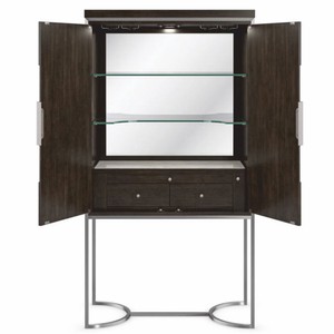 Casa Padrino Luxus Barschrank / Weinschrank Braun / Silber H. 198 cm - Bar Möbel