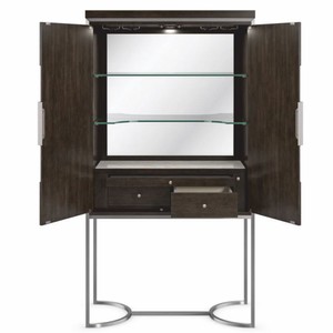 Casa Padrino Luxus Barschrank / Weinschrank Braun / Silber H. 198 cm - Bar Möbel