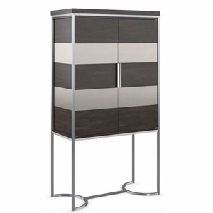 Casa Padrino Luxus Barschrank / Weinschrank Braun / Silber H. 198 cm - Bar Möbel