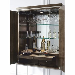 Casa Padrino Luxus Barschrank / Weinschrank Braun / Silber H. 198 cm - Bar Möbel
