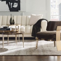 Casa Padrino Mesa de Centro de Lujo Marrón / Oro Ø 96 cm - Mesa de Salón Redonda