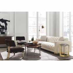 Casa Padrino Mesa de Centro de Lujo Marrón / Oro Ø 96 cm - Mesa de Salón Redonda