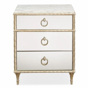 Casa Padrino Luxus Barock Nachtkommode Weiß / Gold H. 71 cm - Verspiegelte Barock Möbel