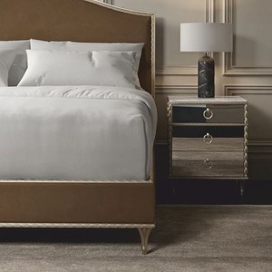 Casa Padrino Luxus Barock Nachtkommode Weiß / Gold H. 71 cm - Verspiegelte Barock Möbel