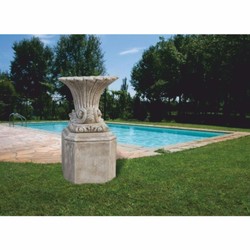 Casa Padrino luxury baroque flower pot with base gray H. 136 cm - Made in Italy