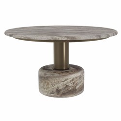 Casa Padrino Mesa de Centro de Lujo de Travertino Gris Ø 70 cm - Muebles de Salón de Lujo