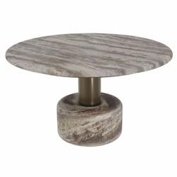 Casa Padrino Mesa de Centro de Lujo de Travertino Gris Ø 70 cm - Muebles de Salón de Lujo