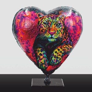 Deko Luftballon in Herzform Leopard Rot Bunt