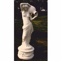 Casa Padrino scultura gargoyle Art Nouveau del giardino donna con brocca su base bianco A. 150 cm