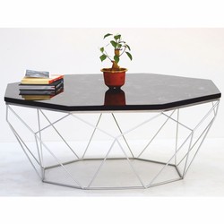 Casa Padrino tavolo da salotto di lusso nero / argento 90 cm - Mobili per hotel e soggiorno