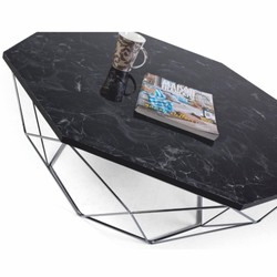 Casa Padrino tavolo da salotto di lusso nero / argento 90 cm - Mobili per hotel e soggiorno