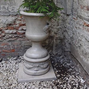 Casa Padrino Maceta Barroco con Base Gris Al. 108 cm - Decoración de Jardín Barroco
