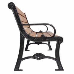 Casa Padrino panca da parco - Panca da città con schienale e braccioli marrone / nero 186 cm