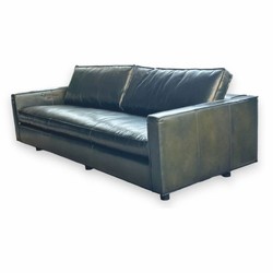 Luxus Leder Echtleder Wohnzimmer Sofa British Grün Schwarz