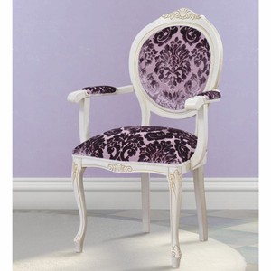 Casa Padrino chaise de salle à manger baroque de luxe avec accoudoirs violet / blanc / beige - Meubles baroques