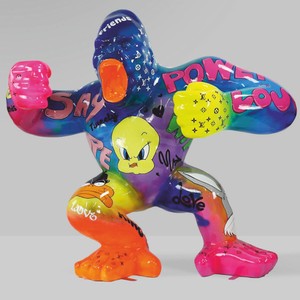 Casa Padrino XXL decorative sculpture gorilla monkey colorful H. 180 cm - Garden decoration figure