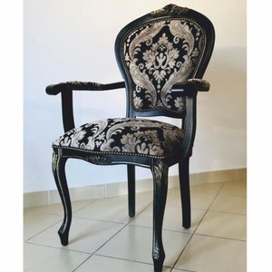Casa Padrino chaise de salle à manger baroque de luxe avec accoudoirs noir / gris / noir antique