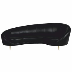 Gebogenes Luxus Leder Echtleder Wohnzimmer Sofa Schwarz Messing