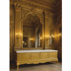 Casa Padrino gabinete de TV barroco de lujo oro / blanco 200 cm - Muebles de salón barrocos Casa Padrino gabinete de TV barroco de lujo oro / blanco 200 cm - Muebles de salón barrocos