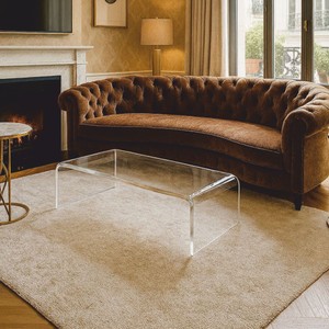 Casa Padrino Mesa de Centro de Lujo de Cristal Acrílico 138 cm - Muebles de Salón de Lujo
