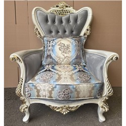 Casa Padrino Baroque Armchair in opulent design, Grey / Multicolored / Cream / Gold, 85 x 85 x 120 cm