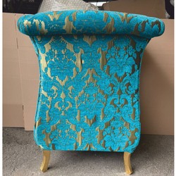 Casa Padrino Luxury Designer Armchair Pompöös by Harald Glööckler turquoise / gold 92 x 80 x 107 cm