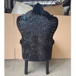 Casa Padrino Luxury Baroque Armchair Pompöös by Harald Glööckler in Grey Black Silver - 71 x 80 x 115.5 cm