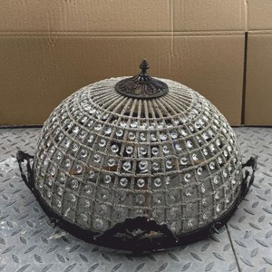 Casa Padrino Baroque Crystal Ceiling Light made of Metal and Glass in Bronze Ø 50 cm - Luxurious Baroque Lighting