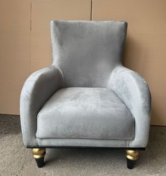Casa Padrino Luxury Art Deco Chesterfield Living Room Armchair Grey / Black / Gold, 80 x 95 x 100 cm