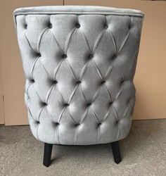 Casa Padrino Luxury Art Deco Chesterfield Living Room Armchair Grey / Black / Gold, 80 x 95 x 100 cm