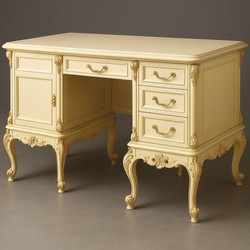 Casa Padrino Scrivania Barocco di Lusso Crema / Oro 180 cm - Fatto in Italia