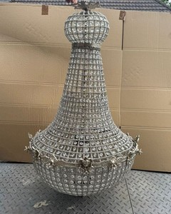 Casa Padrino Baroque Crystal Chandelier in Silver, Height 110 cm, made of Metal and Glass