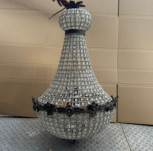 Casa Padrino Baroque Crystal Chandelier in Oxidized Metal, H. 93 cm - Luxurious Ceiling Light