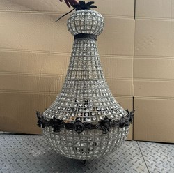 Casa Padrino Baroque Crystal Chandelier in Oxidized Metal, H. 93 cm - Luxurious Ceiling Light