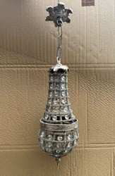 Casa Padrino Baroque Crystal Pendant Light Silver H. 35 cm - Luxurious Baroque Style Hanging Lamp