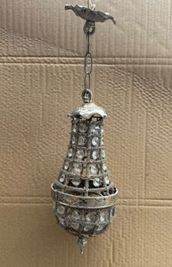Casa Padrino Baroque Crystal Pendant Lamp Silver H. 30 cm - Elegant Ceiling Light in Baroque Style