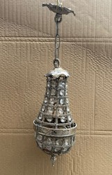 Casa Padrino Baroque Crystal Pendant Lamp Silver H. 30 cm - Elegant Ceiling Light in Baroque Style