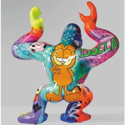 XXL Deko Skulptur Figur Gorilla Affe mit Fass Bunt Schwarz
