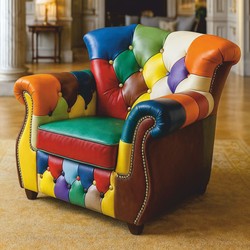 Casa Padrino luxury Chesterfield leather armchair colorful - Patchwork leather furniture Casa Padrino luxury Chesterfield leather armchair colorful - Patchwork leather furniture