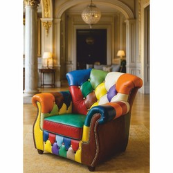Casa Padrino luxury Chesterfield leather armchair colorful - Patchwork leather furniture Casa Padrino luxury Chesterfield leather armchair colorful - Patchwork leather furniture