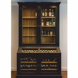 Casa Padrino country style wine cabinet black / natural 120 cm - Country style bar furniture