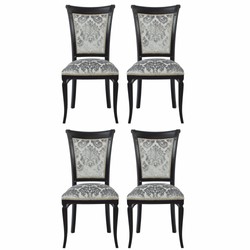 Casa Padrino conjunto de 4 sillas de comedor Art Deco de lujo gris / negro Al. 96 cm - Muebles de comedor Casa Padrino conjunto de 4 sillas de comedor Art Deco de lujo gris / negro Al. 96 cm - Muebles de comedor