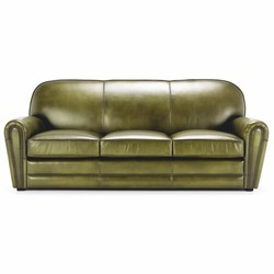 Casa Padrino Luxury Leather Sofa Green / Black 270 cm - Genuine Leather Furniture